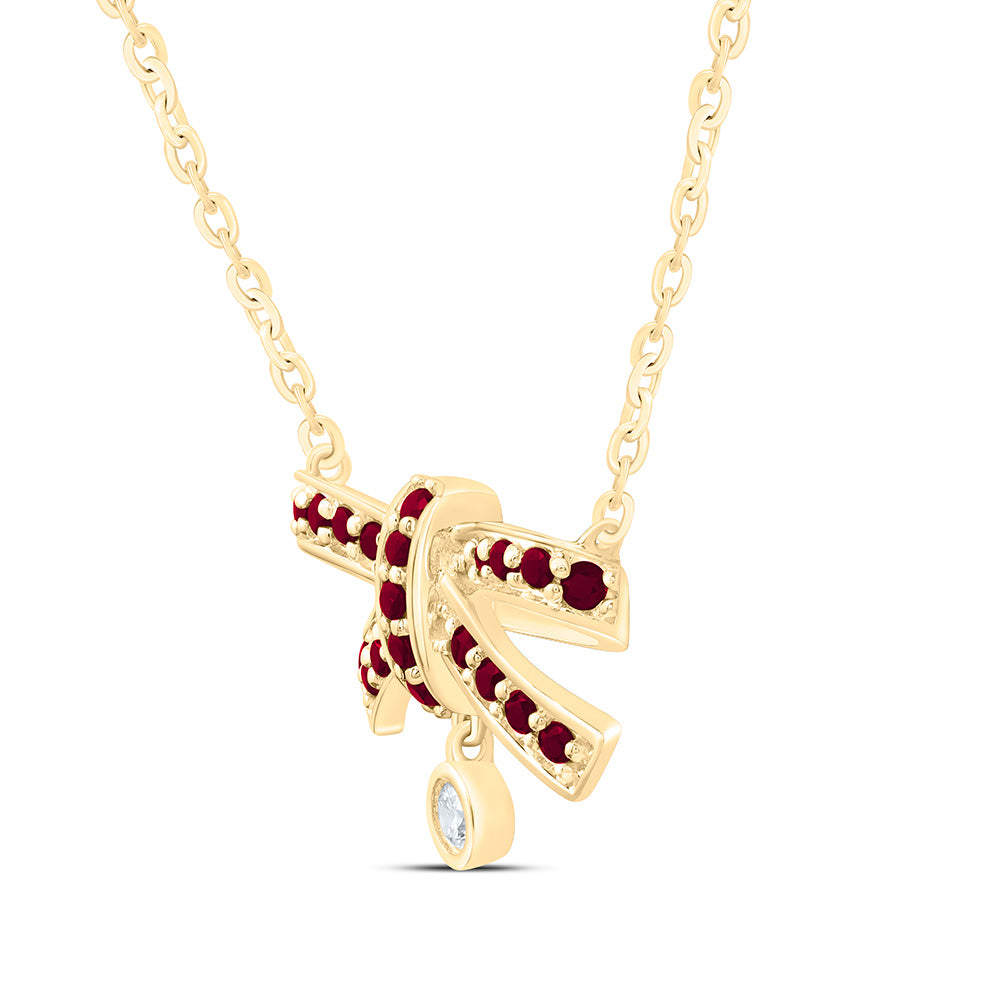 14K Yellow Or White Gold 1/20Cttw Natural Diamond Ana M Round Natural Gem Bow Necklace (18 Inch)