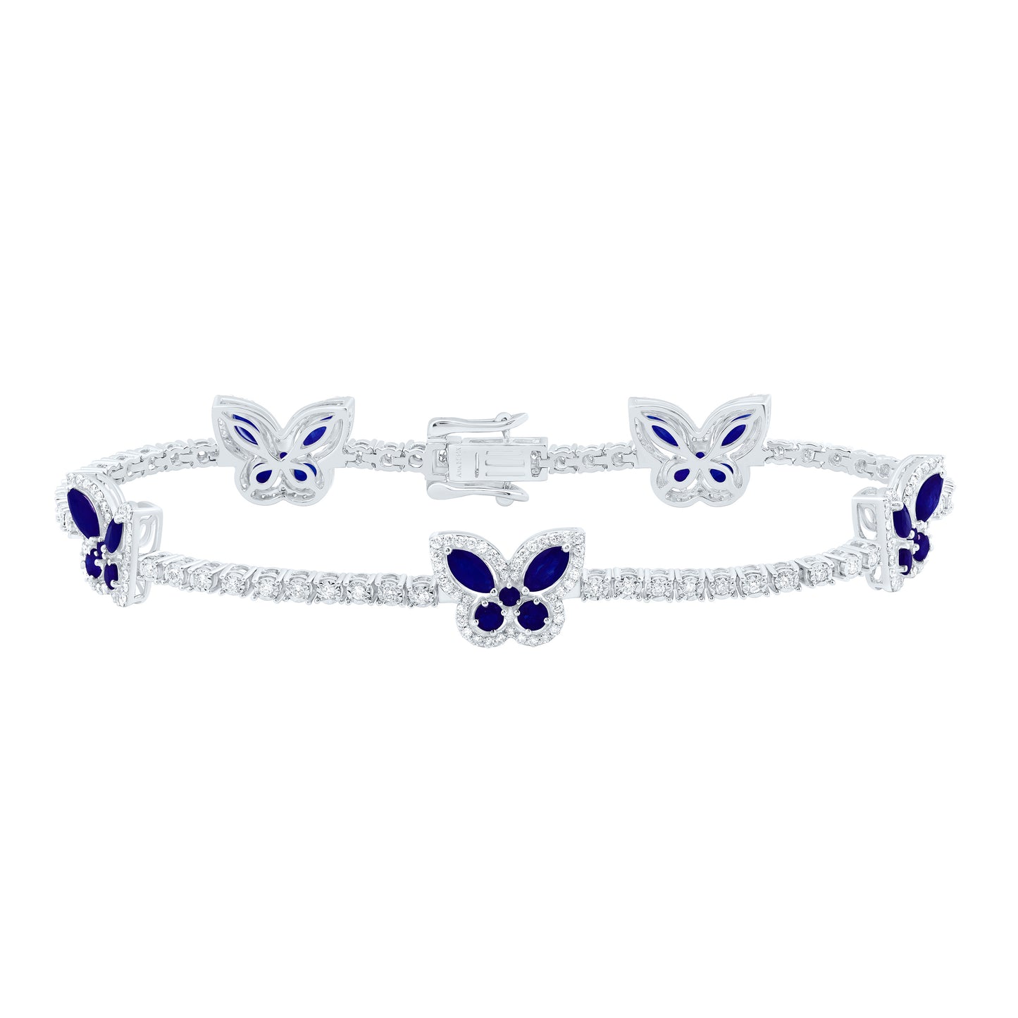 14K Yellow Or White Gold 1Cttw Natural Diamond Ana M  Marquise, 7/8Ct Round, Natural Gem Butterfly Bracelet (7 Inch)