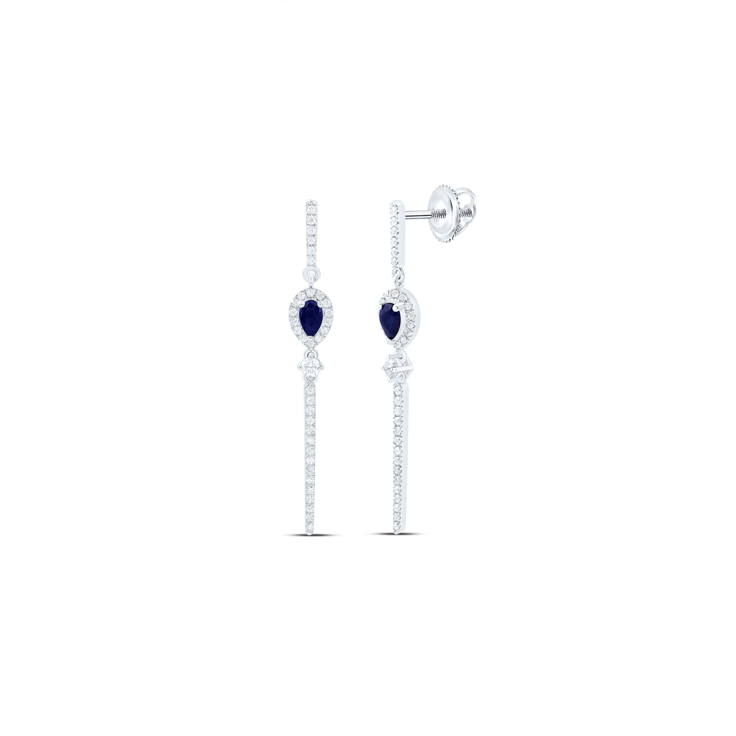 14K Yellow Or White Gold 1/2Cttw Natural Diamond Ana M 5X3Mm-Pear Natural Gem Dangling Earring