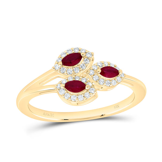 14K Yellow Or White Gold 1/6Cttw Natural Diamond Ana M 1/5Ct Marquise Natural Gem Marquise Ring