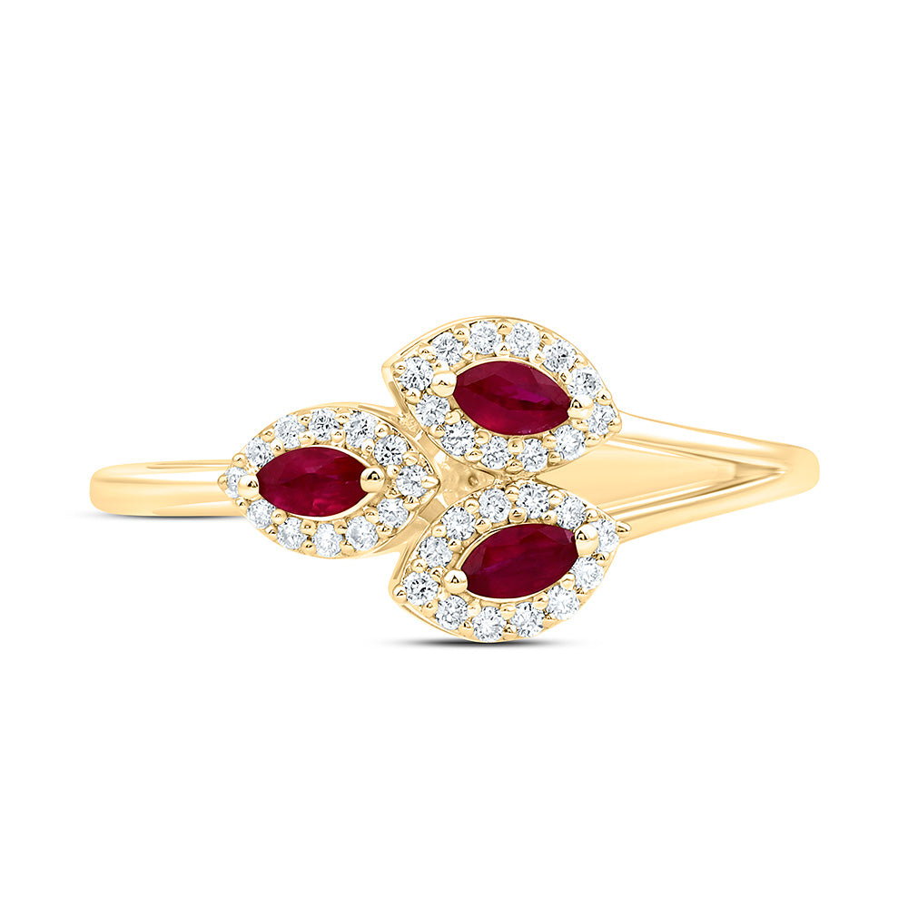 14K Yellow Or White Gold 1/6Cttw Natural Diamond Ana M 1/5Ct Marquise Natural Gem Marquise Ring