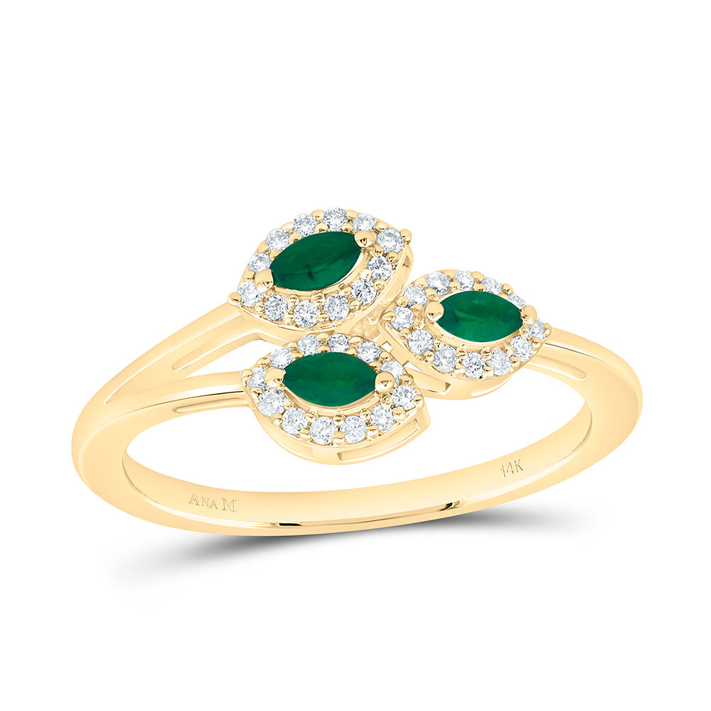 14K Yellow Or White Gold 1/6Cttw Natural Diamond Ana M 1/5Ct Marquise Natural Gem Marquise Ring