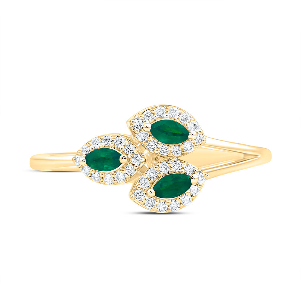 14K Yellow Or White Gold 1/6Cttw Natural Diamond Ana M 1/5Ct Marquise Natural Gem Marquise Ring