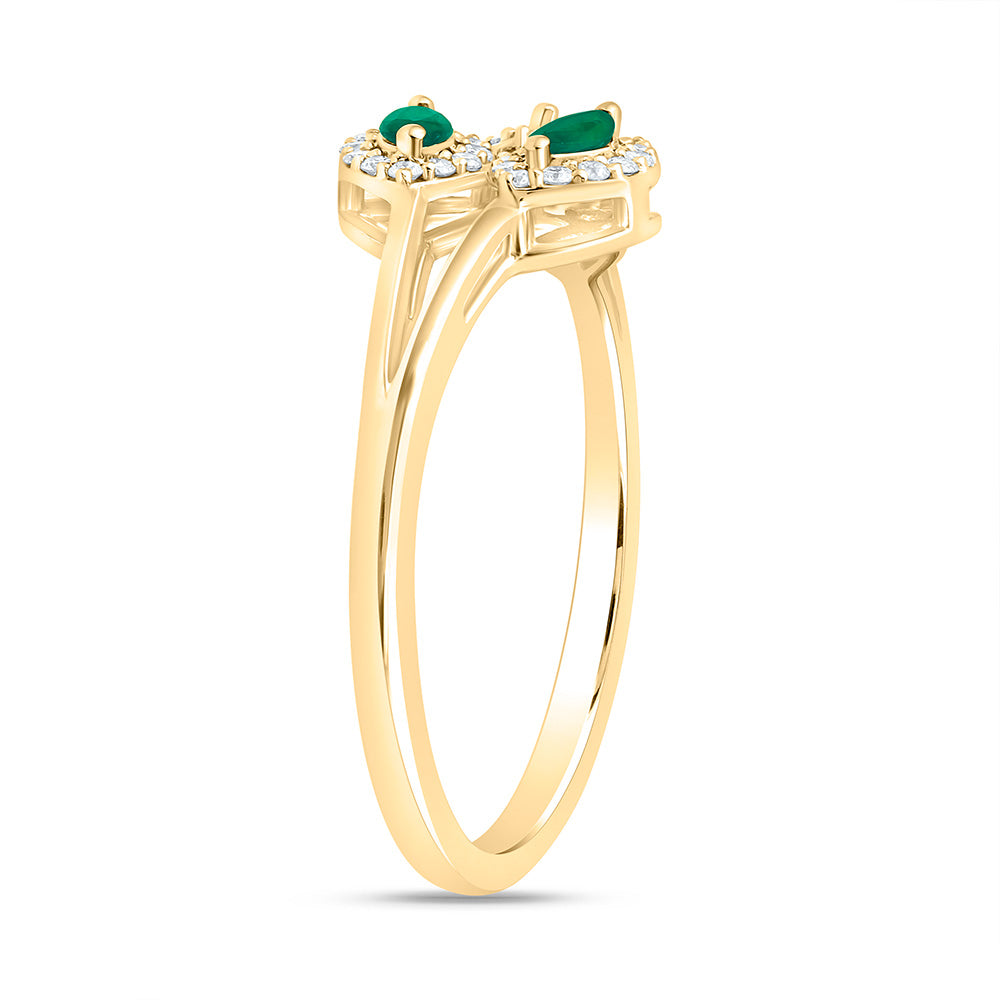 14K Yellow Or White Gold 1/6Cttw Natural Diamond Ana M 1/5Ct Marquise Natural Gem Marquise Ring