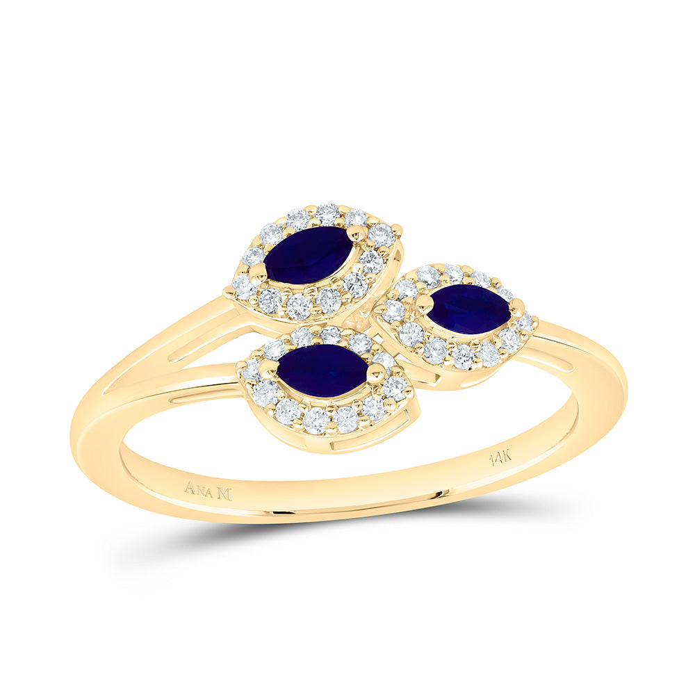 14K Yellow Or White Gold 1/6Cttw Natural Diamond Ana M 1/5Ct Marquise Natural Gem Marquise Ring