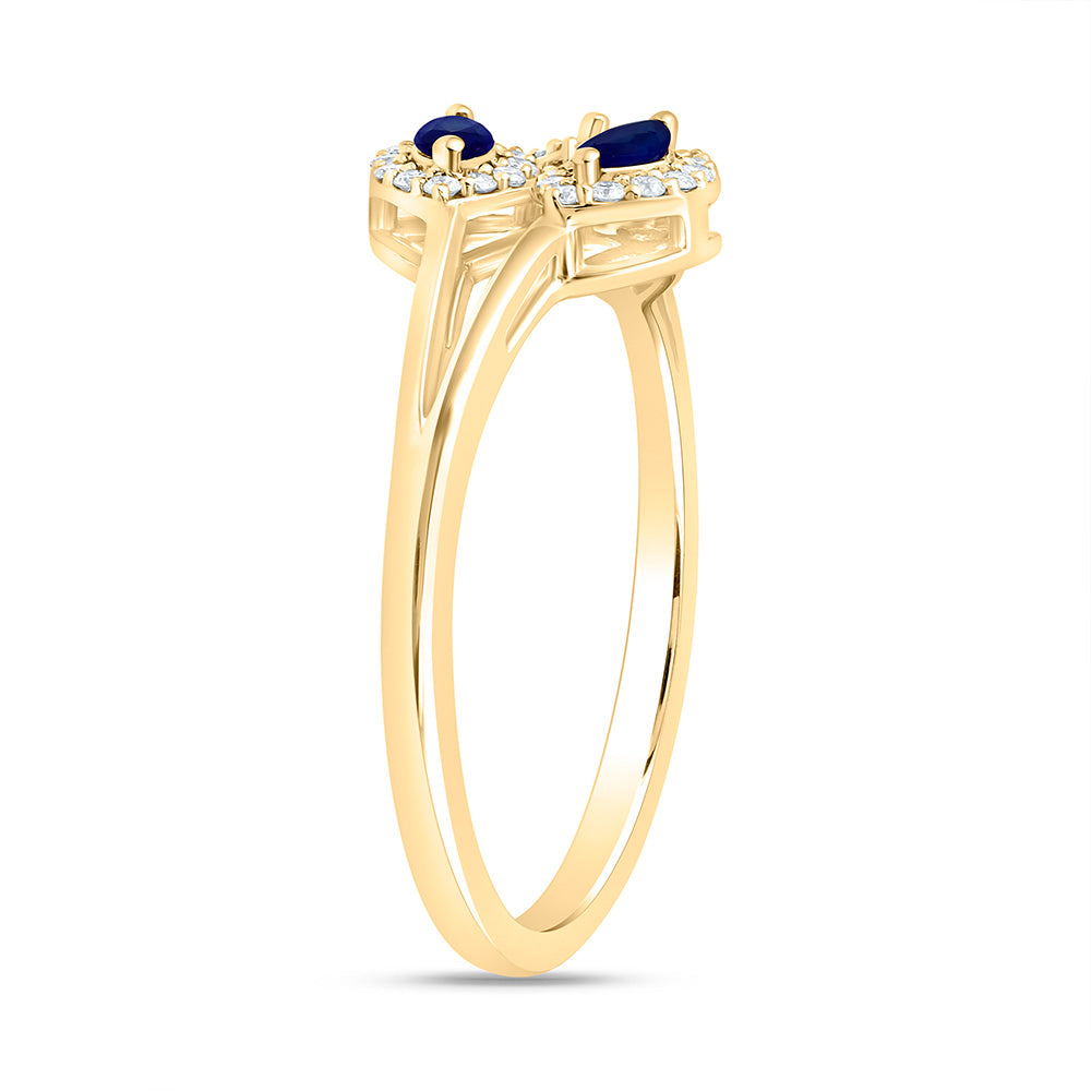 14K Yellow Or White Gold 1/6Cttw Natural Diamond Ana M 1/5Ct Marquise Natural Gem Marquise Ring