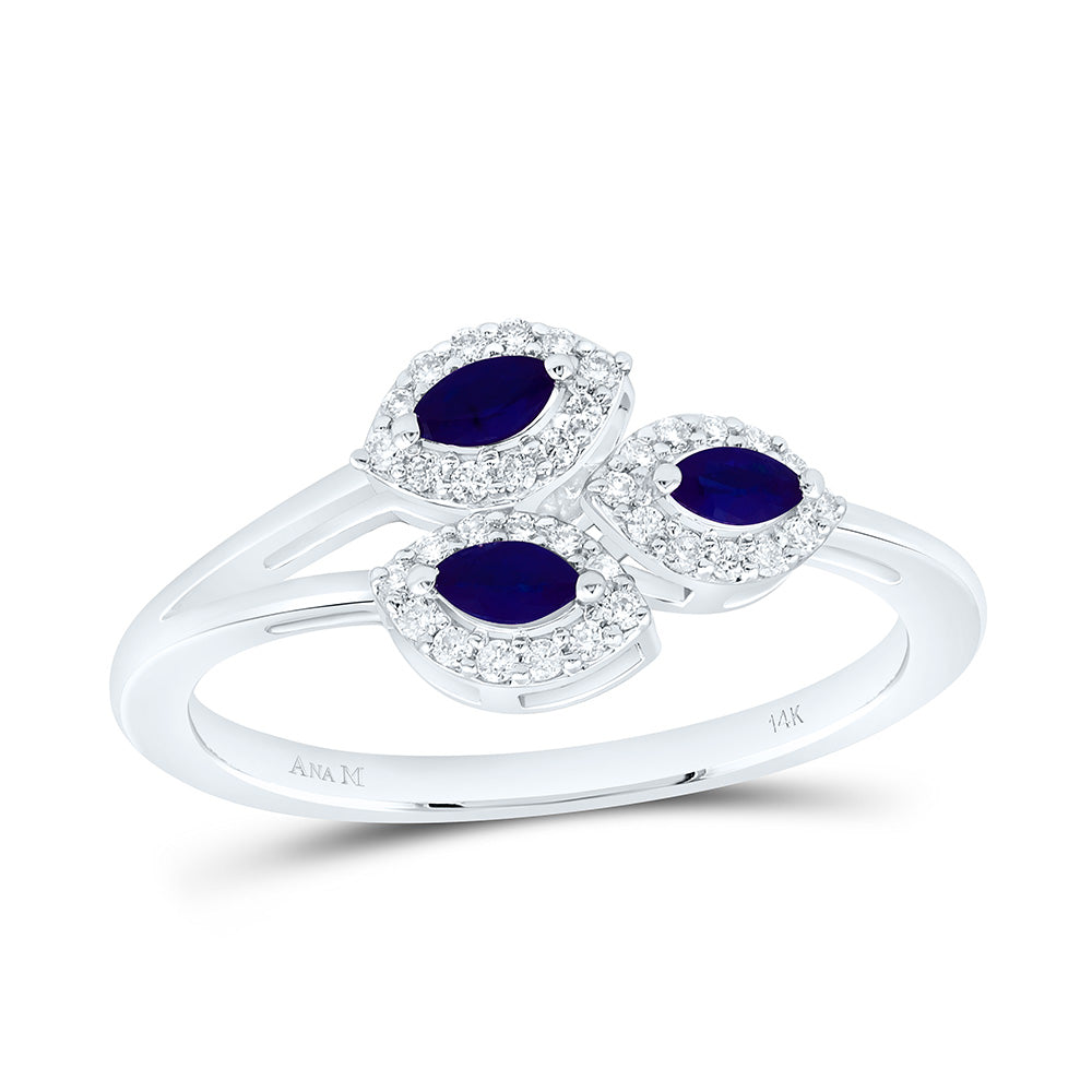 14K Yellow Or White Gold 1/6Cttw Natural Diamond Ana M 1/5Ct Marquise Natural Gem Marquise Ring