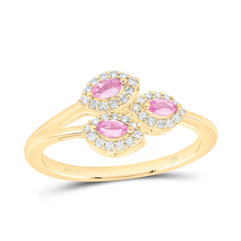 14K Yellow Or White Gold 1/6Cttw Natural Diamond Ana M 1/5Ct Marquise Natural Gem Marquise Ring