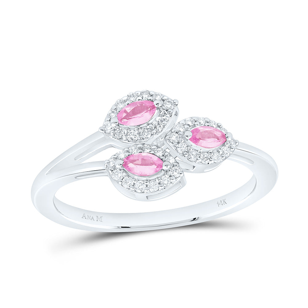 14K Yellow Or White Gold 1/6Cttw Natural Diamond Ana M 1/5Ct Marquise Natural Gem Marquise Ring