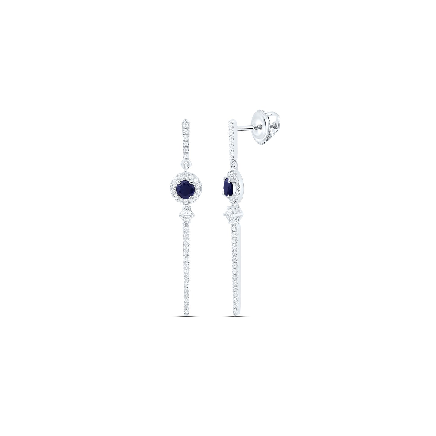 14K Yellow Or White Gold 1/2Cttw Natural Diamond Ana M 4Mm Round Natural Gem Round Dangling Earring