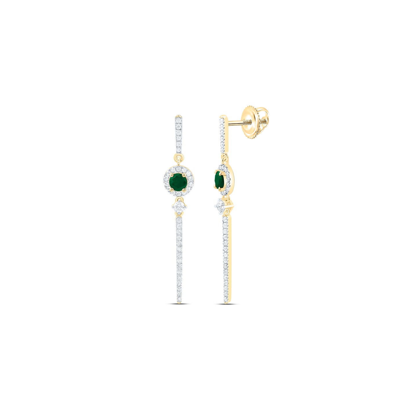 14K Yellow Or White Gold 1/2Cttw Natural Diamond Ana M 4Mm Round Natural Gem Round Dangling Earring