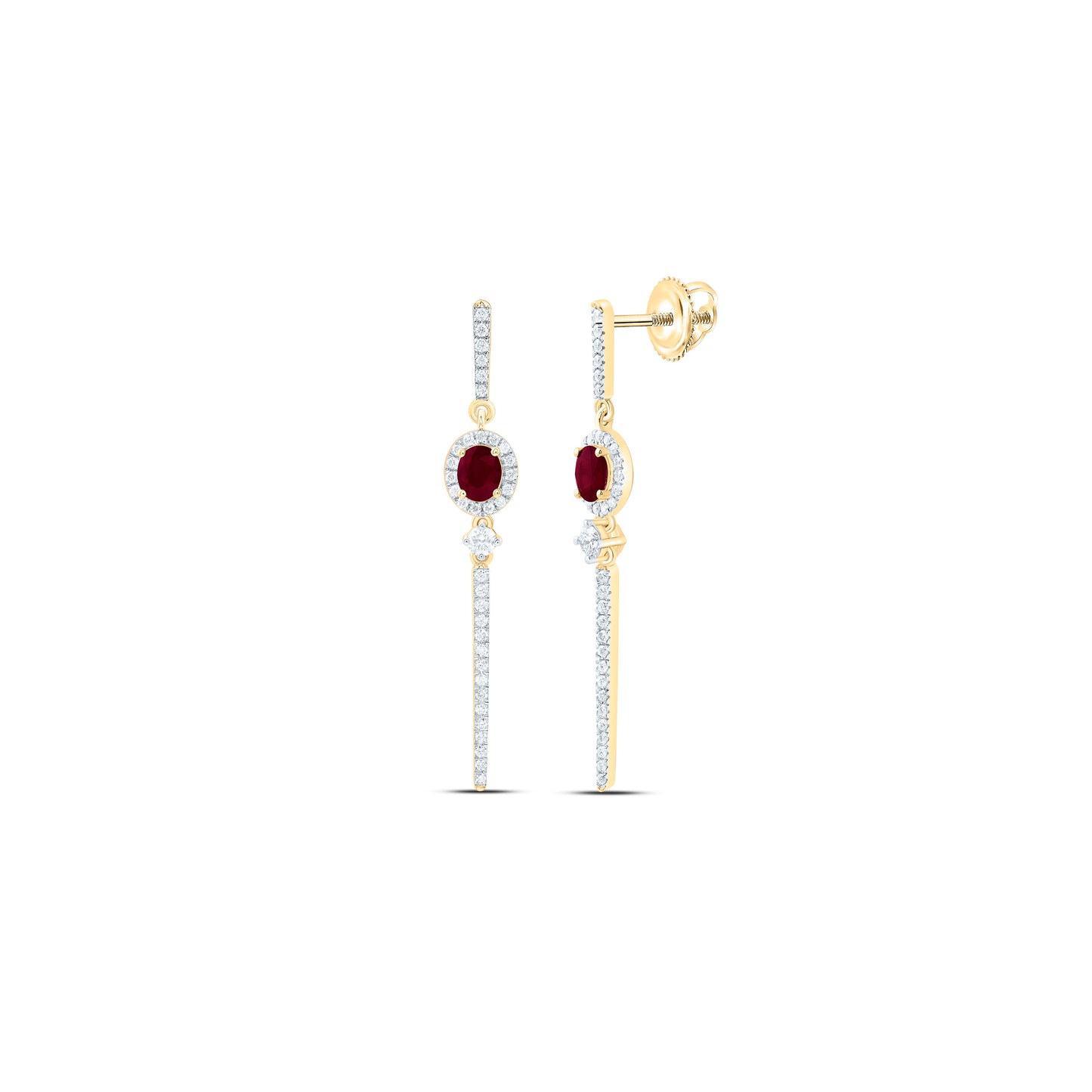 14K Yellow Or White Gold 1/2Cttw Natural Diamond Ana M 5X4Mm Natural Gem Oval Dangling Earring