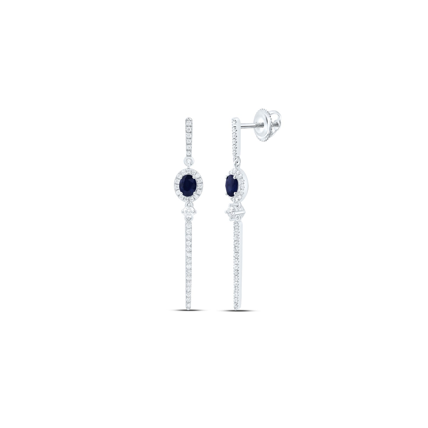 14K Yellow Or White Gold 1/2Cttw Natural Diamond Ana M 5X4Mm Natural Gem Oval Dangling Earring