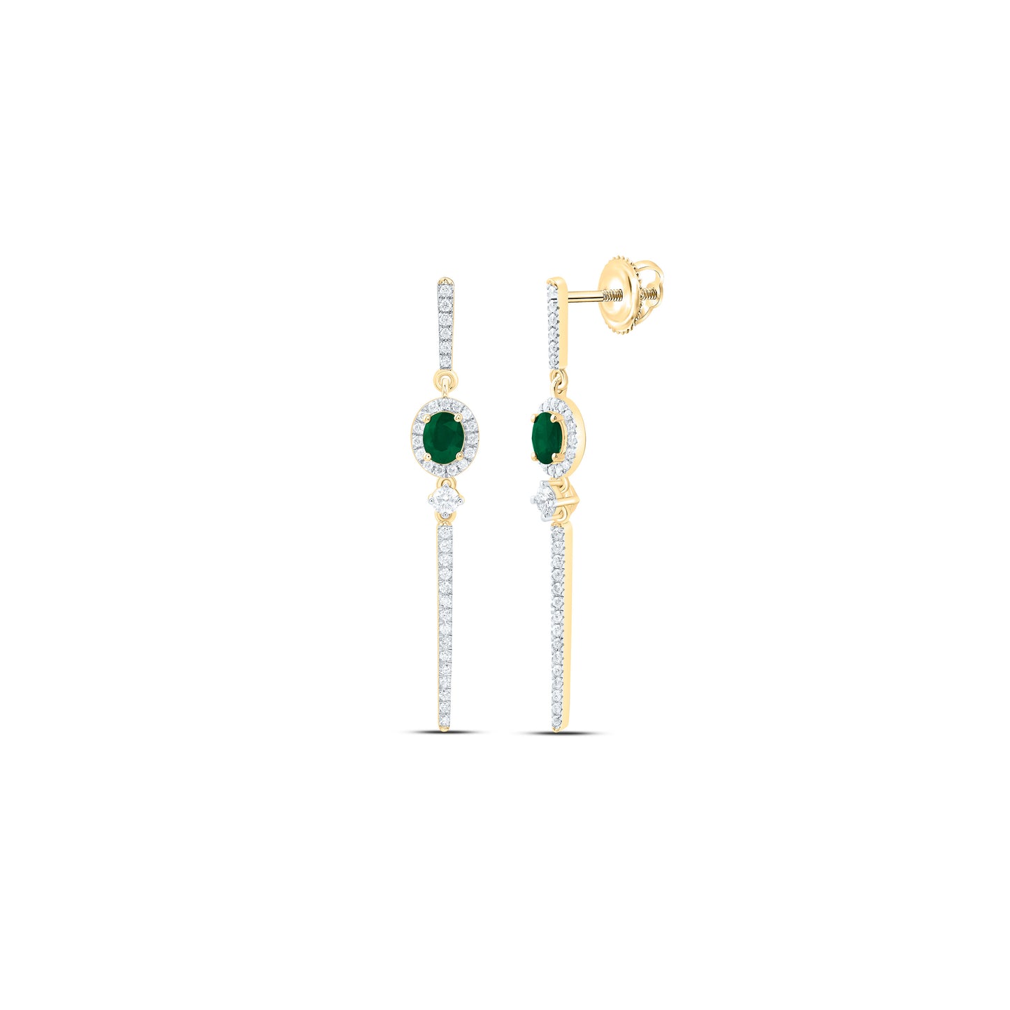 14K Yellow Or White Gold 1/2Cttw Natural Diamond Ana M 5X4Mm Natural Gem Oval Dangling Earring