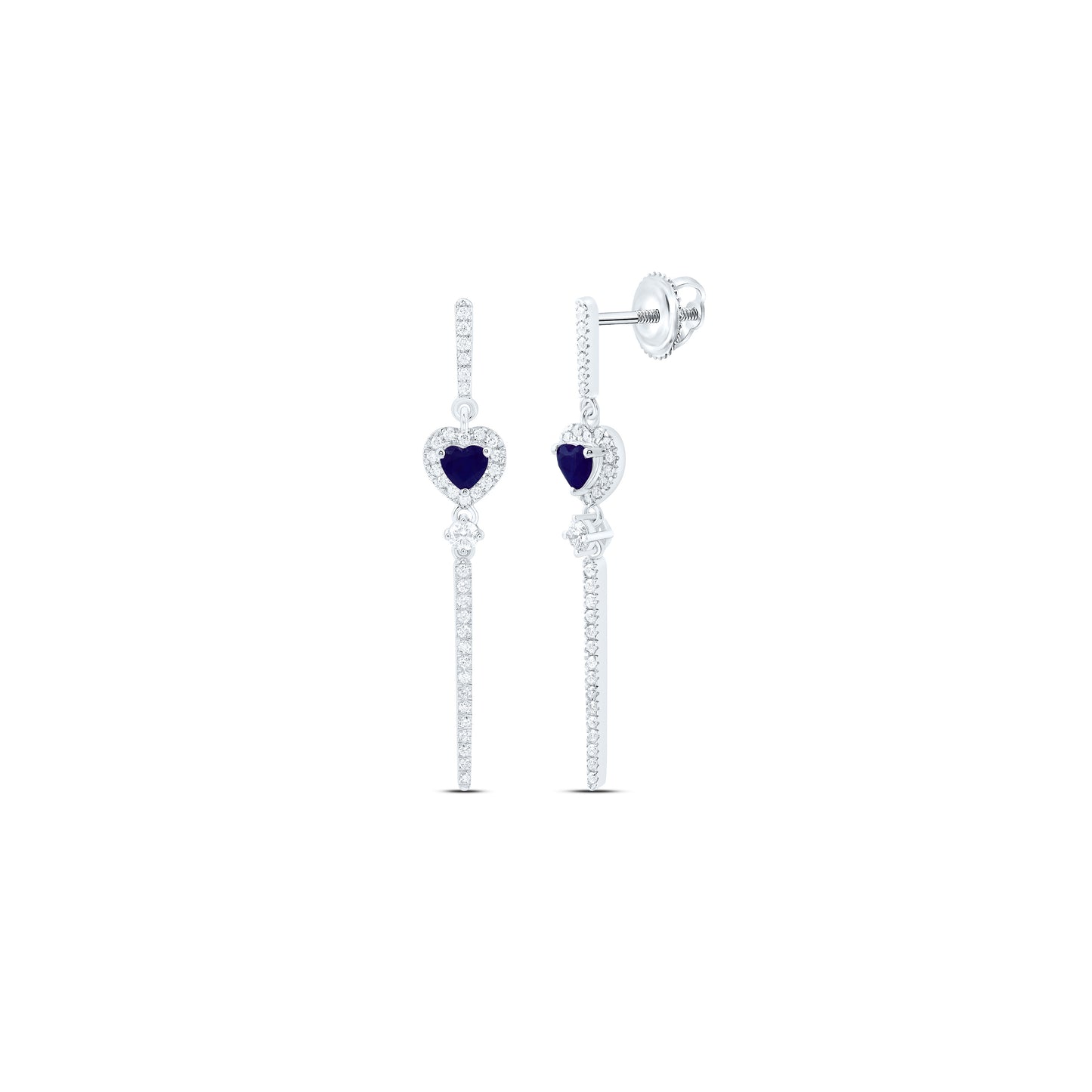 14K Yellow Or White Gold 1/2Cttw Natural Diamond Ana M 4Mm Natural Gem Heart Dangling Earring