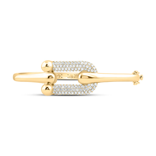 14K Yellow Gold 2Cttw Natural Diamond Ana M Fashion Bangle (65X55Mm)