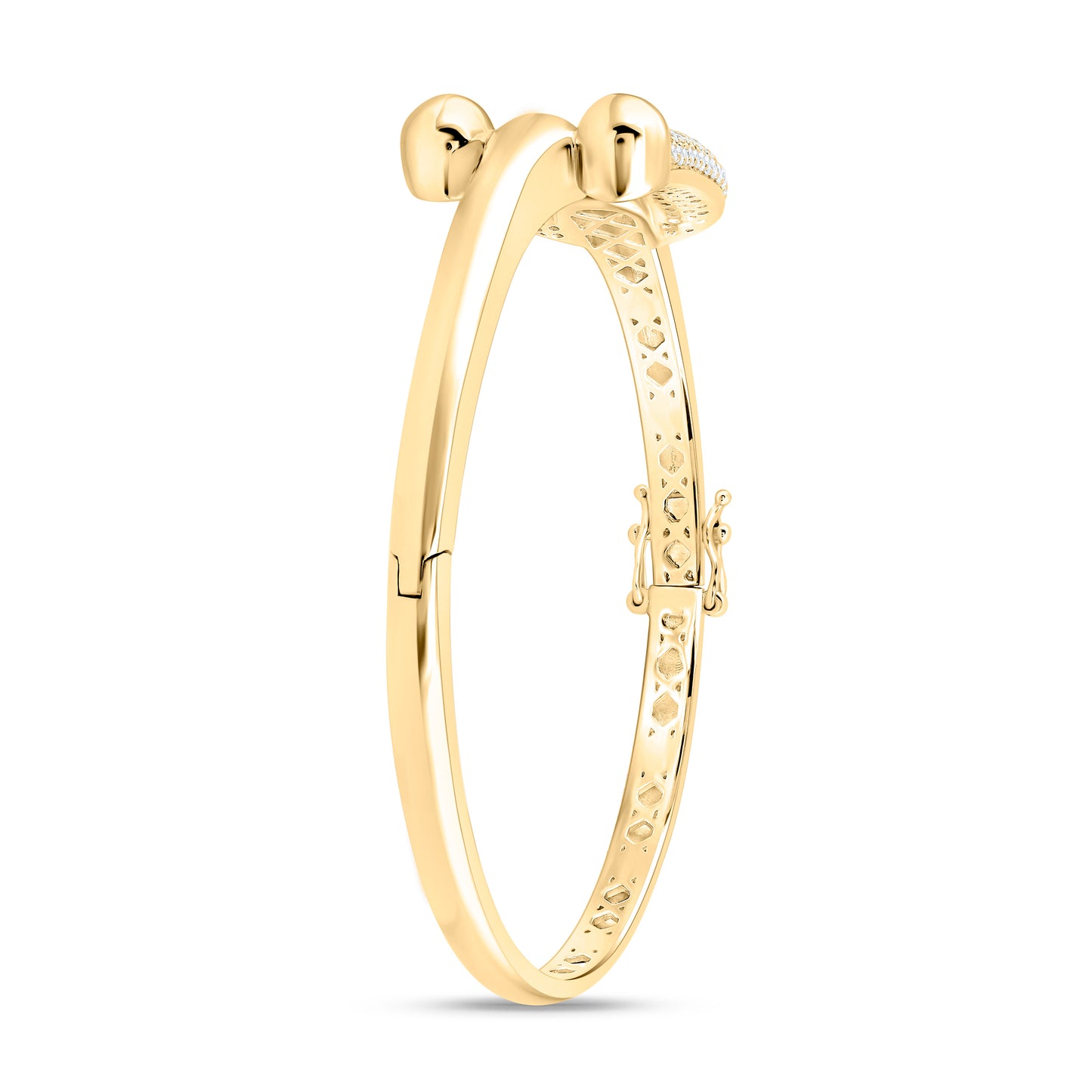 14K Yellow Gold 2Cttw Natural Diamond Ana M Fashion Bangle (65X55Mm)
