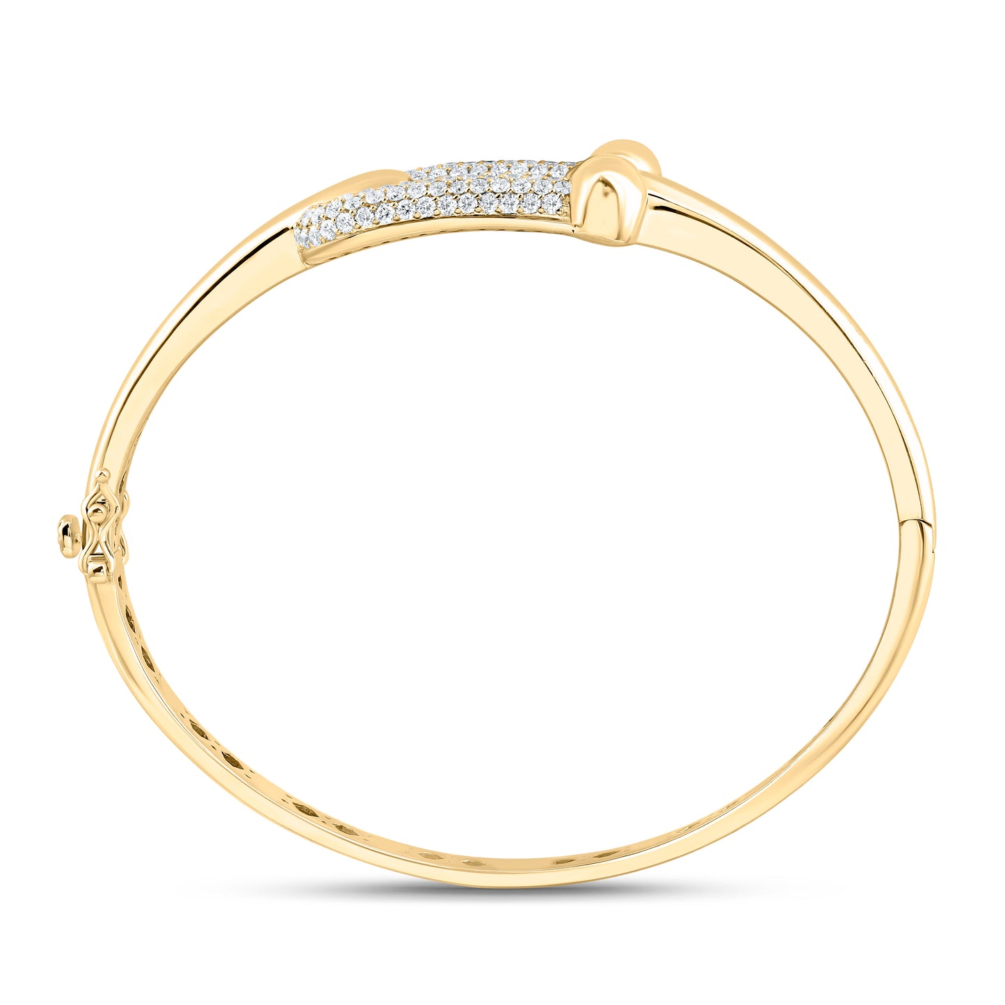 14K Yellow Gold 2Cttw Natural Diamond Ana M Fashion Bangle (65X55Mm)