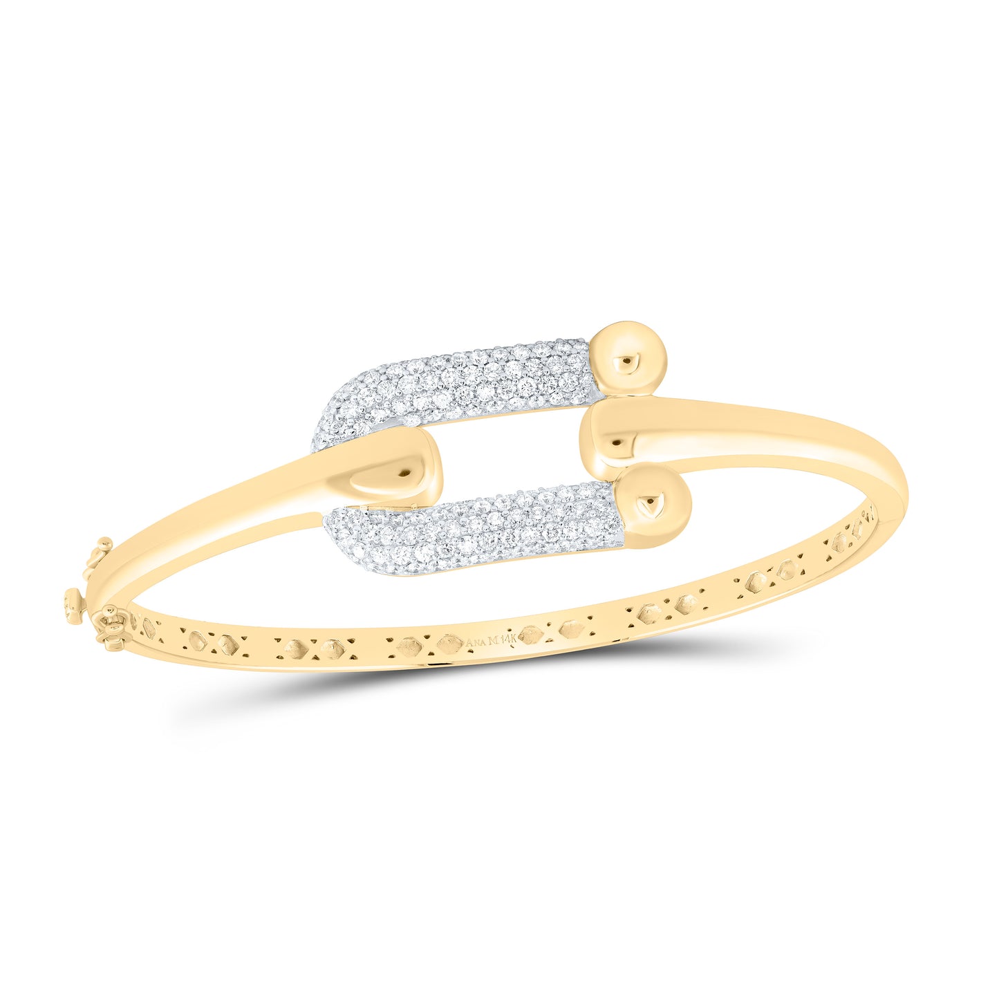 14K Yellow Gold 2Cttw Natural Diamond Ana M Fashion Bangle (65X55Mm)