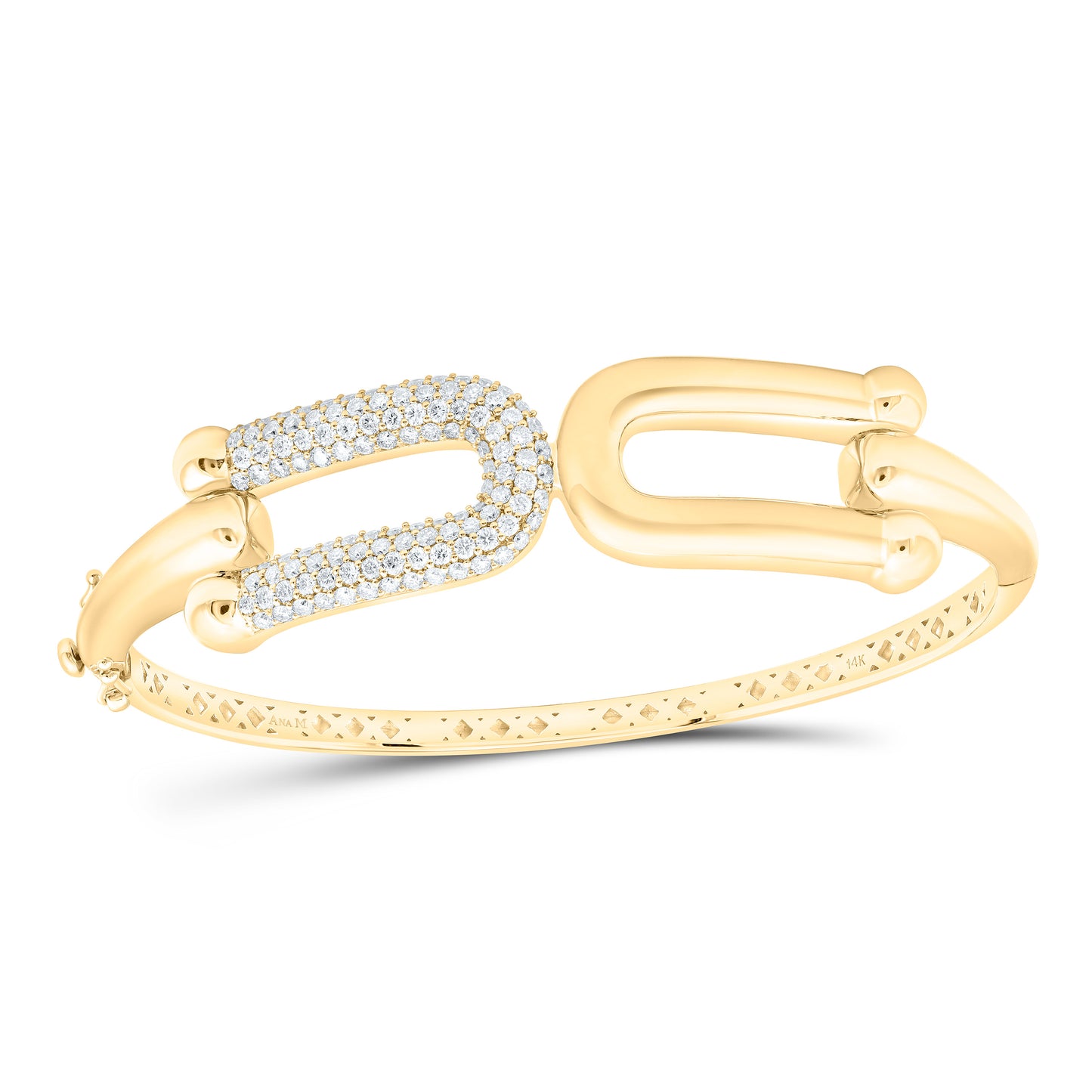 14K Yellow Gold 1 7/8 Cttw Natural Diamond Ana M Fashion Bangle (65X55Mm)