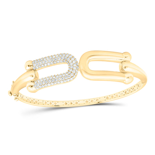 14K Yellow Gold 1 7/8 Cttw Natural Diamond Ana M Fashion Bangle (65X55Mm)