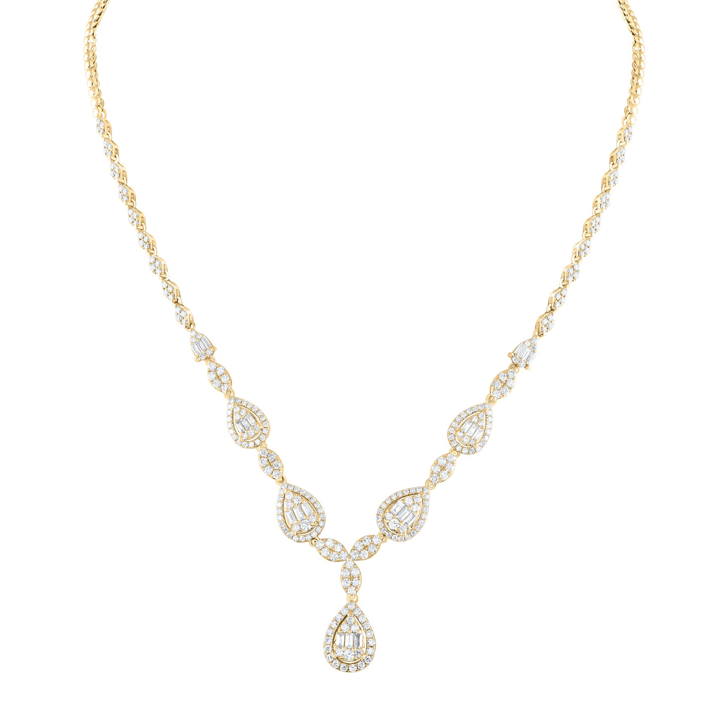 14K Yellow Gold 4 Cttw Natural Diamond Ana M Fashion Necklace (17 Inch)
