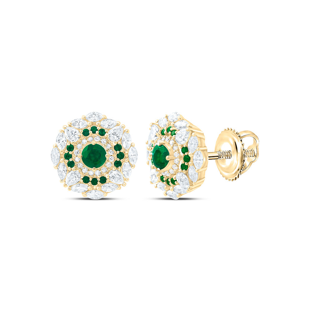 18K Yellow Or White Gold 1 Cttw Natural Diamond Ana M Elite Round Natural Gem Flower Earring