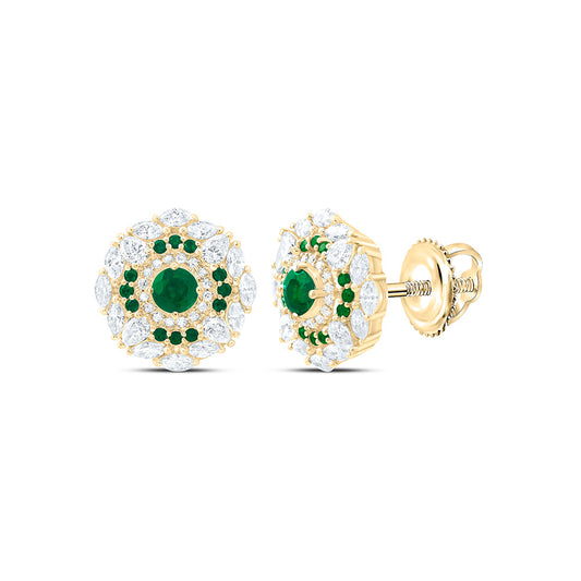 18K Yellow Or White Gold 1 Cttw Natural Diamond Ana M Elite Round Natural Gem Flower Earring