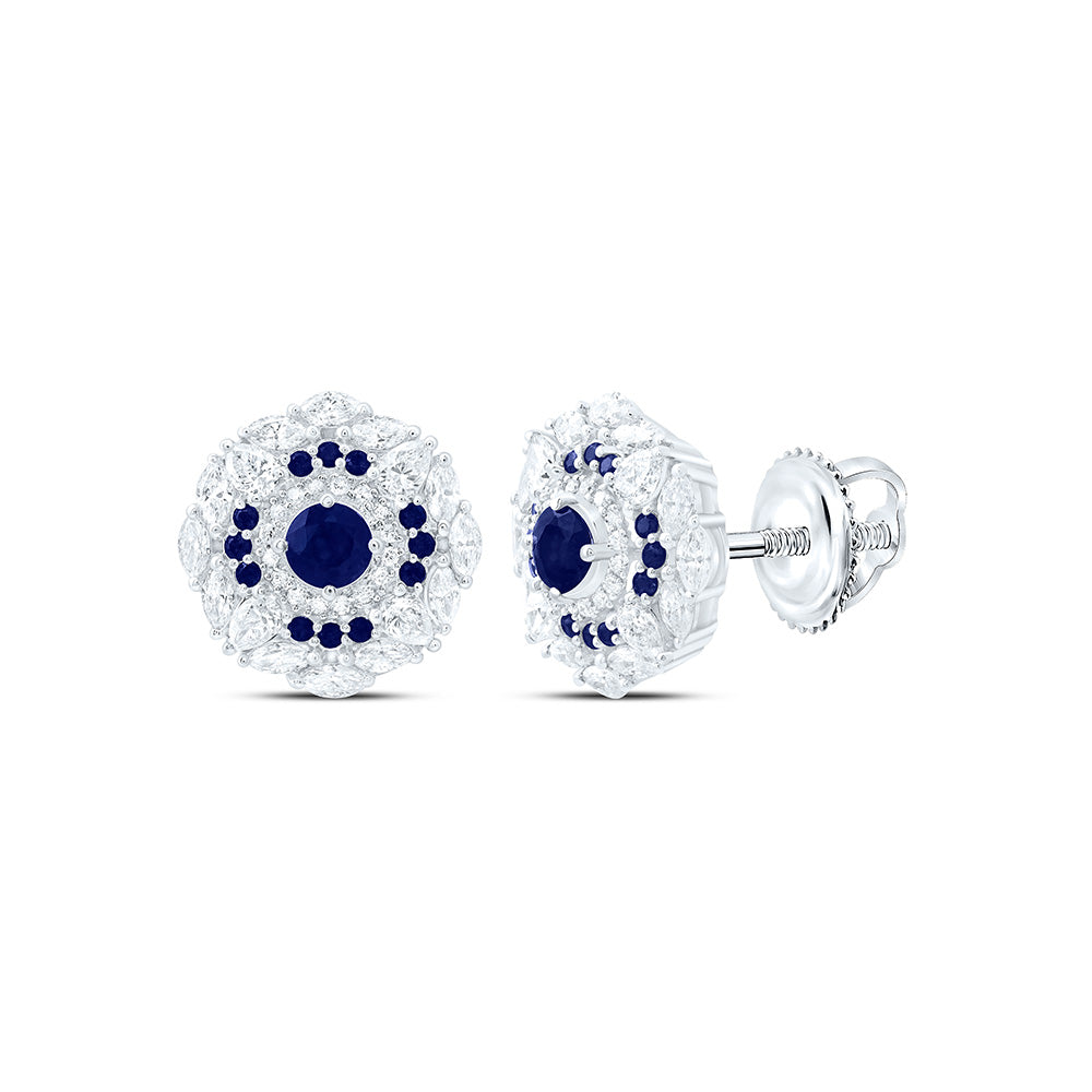 18K Yellow Or White Gold 1 Cttw Natural Diamond Ana M Elite Round Natural Gem Flower Earring