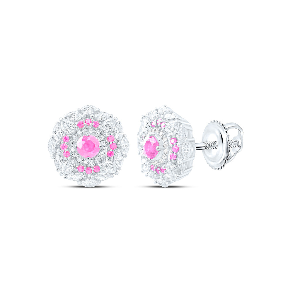 18K Yellow Or White Gold 1 Cttw Natural Diamond Ana M Elite Round Natural Gem Flower Earring