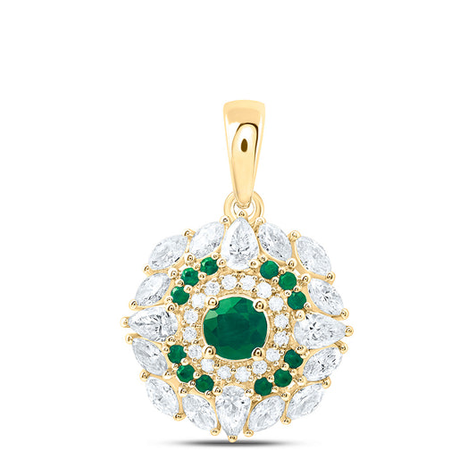 18K Yellow Or White Gold 1Cttw Natural Diamond Ana M Elite Round Natural Gem Flower Pendant