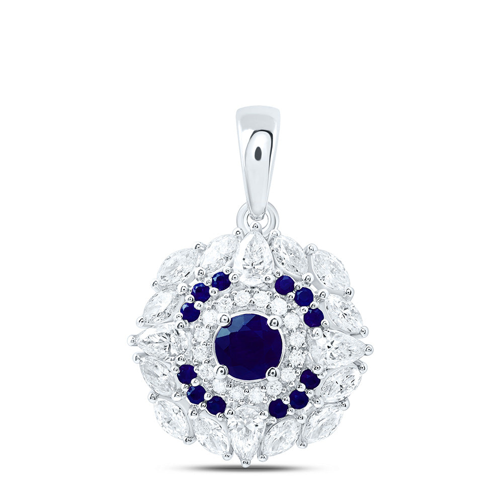18K Yellow Or White Gold 1Cttw Natural Diamond Ana M Elite Round Natural Gem Flower Pendant
