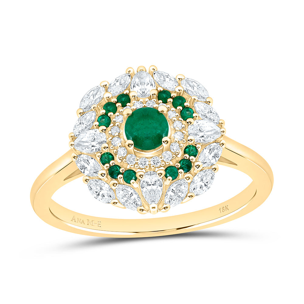 18K Yellow Or White Gold 5/8Cttw Natural Diamond Ana M Elite Round Natural Gem Flower Ring