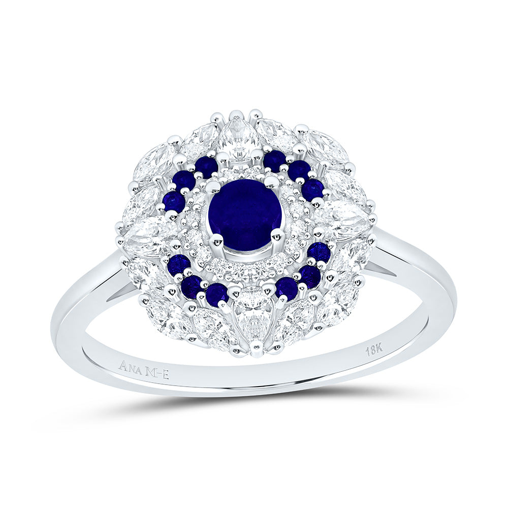 18K Yellow Or White Gold 5/8Cttw Natural Diamond Ana M Elite Round Natural Gem Flower Ring