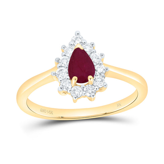 14K Yellow Or White Gold 1/4Cttw Natural Diamond Nk 6X4Mm Pear Natural Gem Pear Ring