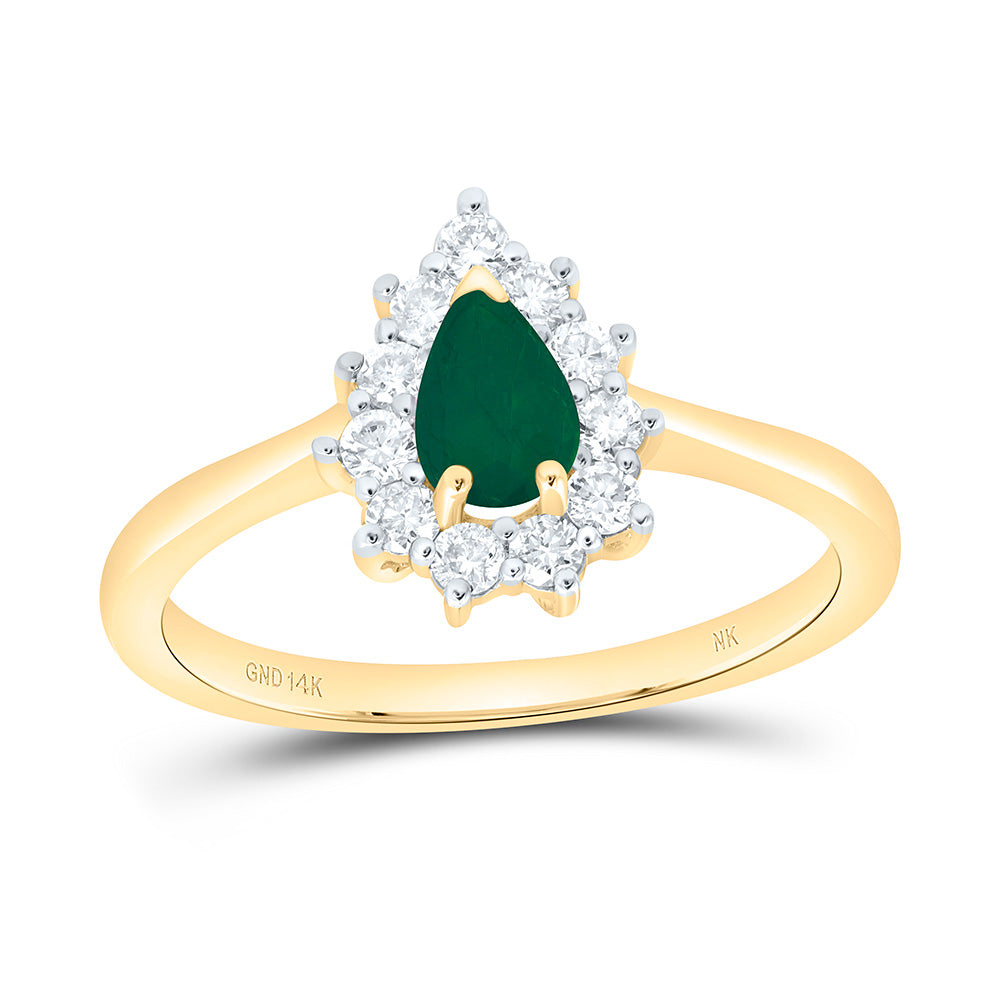 14K Yellow Or White Gold 1/4Cttw Natural Diamond Nk 6X4Mm Pear Natural Gem Pear Ring