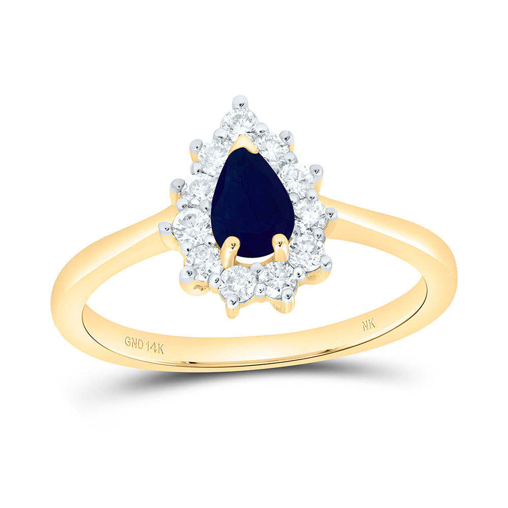 14K Yellow Or White Gold 1/4Cttw Natural Diamond Nk 6X4Mm Pear Natural Gem Pear Ring