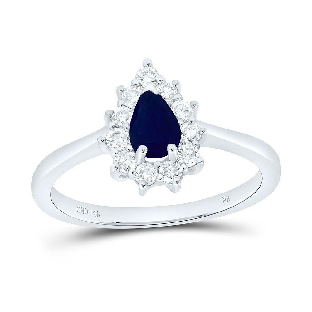 14K Yellow Or White Gold 1/4Cttw Natural Diamond Nk 6X4Mm Pear Natural Gem Pear Ring
