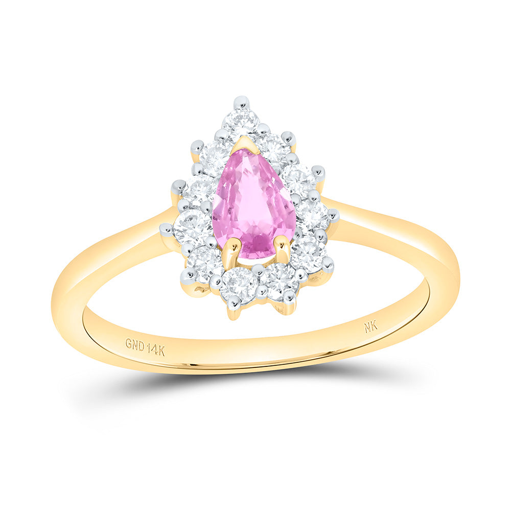 14K Yellow Or White Gold 1/4Cttw Natural Diamond Nk 6X4Mm Pear Natural Gem Pear Ring