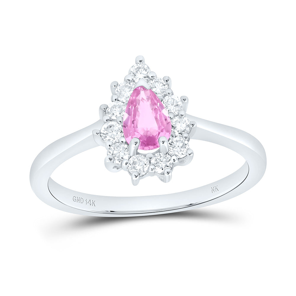 14K Yellow Or White Gold 1/4Cttw Natural Diamond Nk 6X4Mm Pear Natural Gem Pear Ring