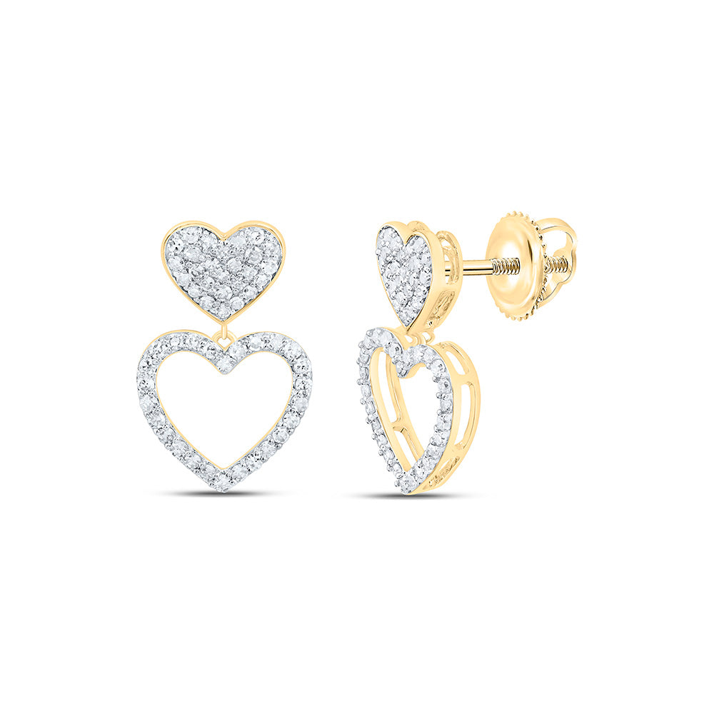 10K Yellow Or White Gold 3/8Cttw Natural Diamond Nk Dangling Heart Earring