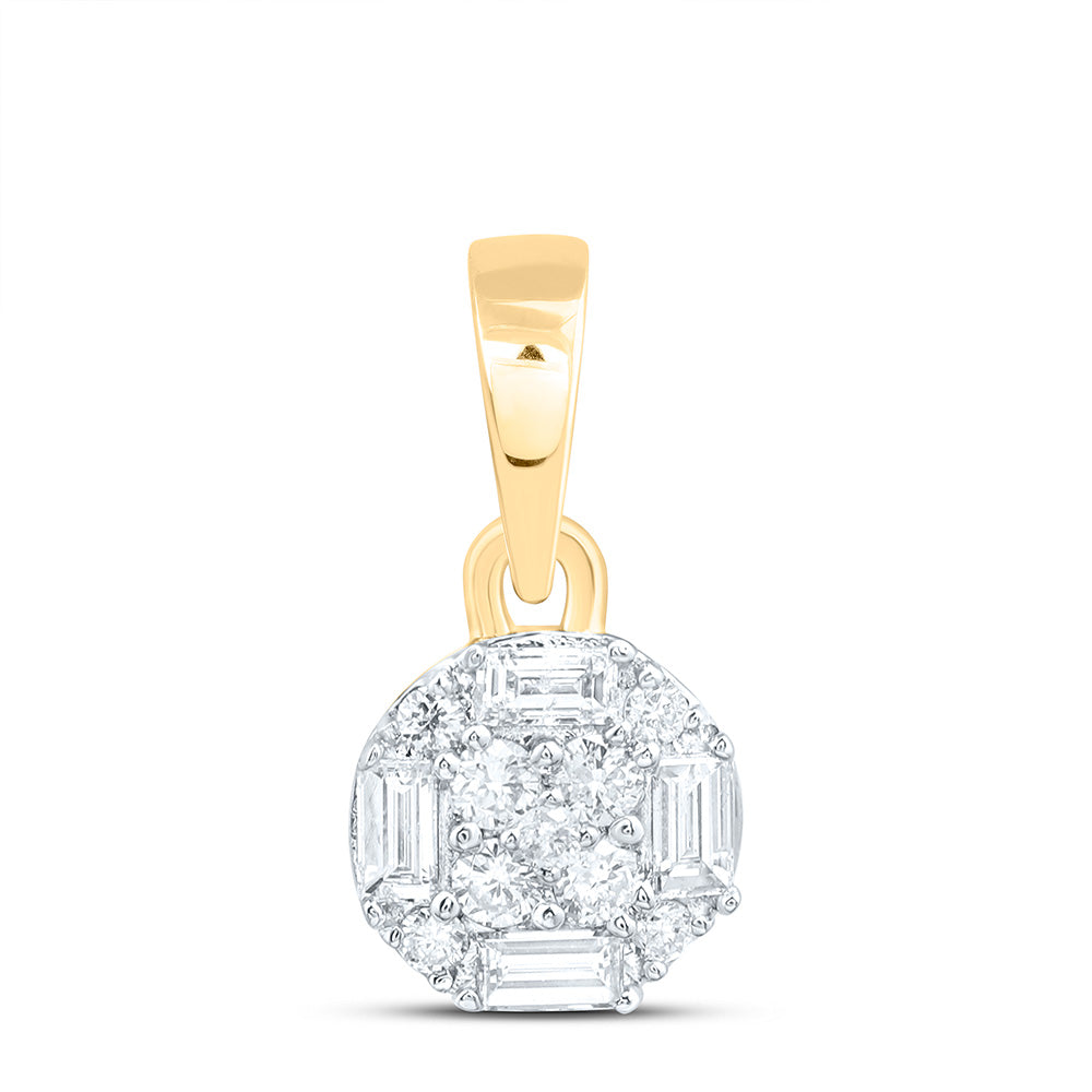14K Yellow Or White Gold 1/6Cttw Natural Diamond Ana M Fashion Round Pendant