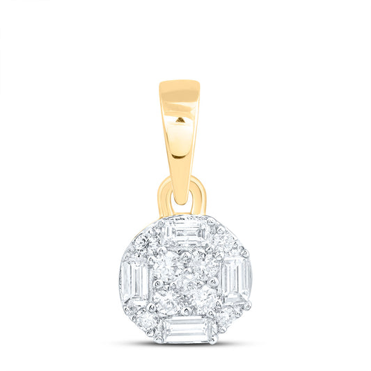14K Yellow Or White Gold 1/6Cttw Natural Diamond Ana M Fashion Round Pendant