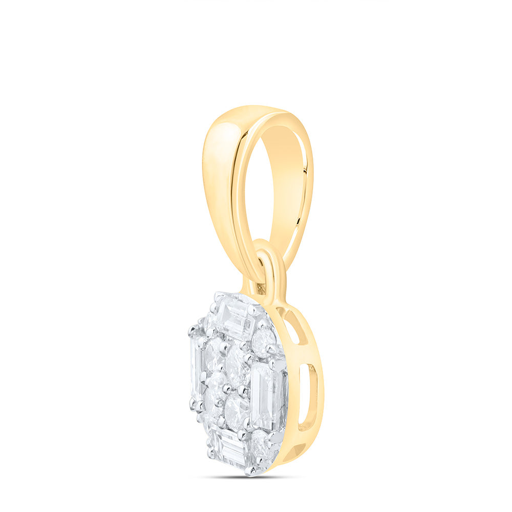 14K Yellow Or White Gold 1/6Cttw Natural Diamond Ana M Fashion Round Pendant