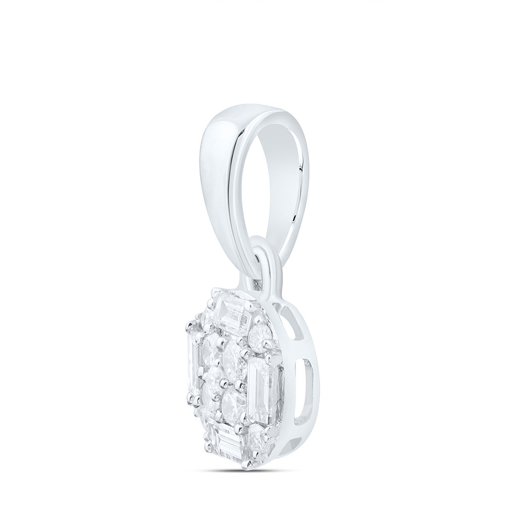 14K Yellow Or White Gold 1/6Cttw Natural Diamond Ana M Fashion Round Pendant