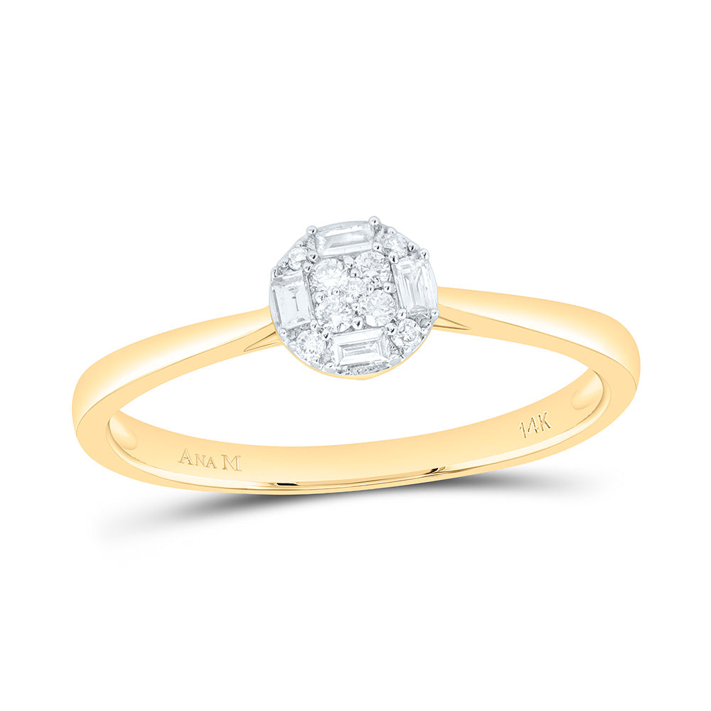 14K Yellow Or White Gold 1/8Cttw Natural Diamond Ana M Fashion Round Ring