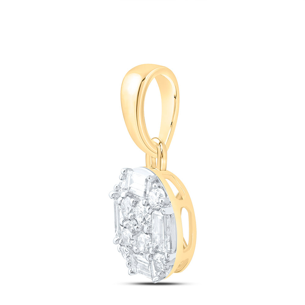 14K Yellow Or White Gold 1/3Cttw Natural Diamond Ana M Fashion Round Pendant