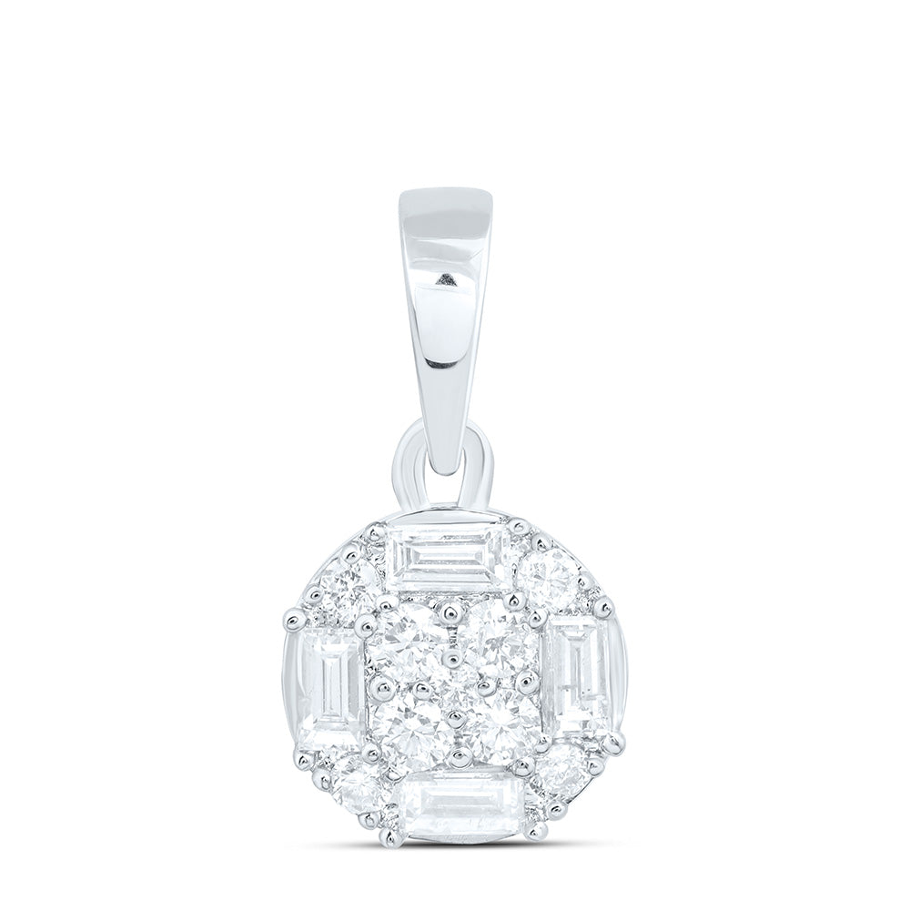 14K Yellow Or White Gold 1/3Cttw Natural Diamond Ana M Fashion Round Pendant
