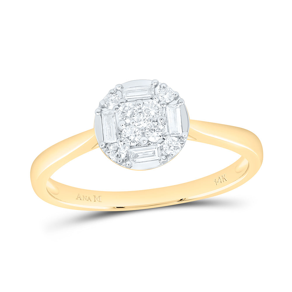 14K Yellow Or White Gold 1/4Cttw Natural Diamond Ana M Fashion Round Ring