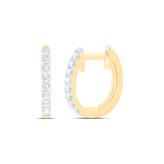 10K Yellow Or White Gold 1/4 Cttw Natural Diamond Cn Fashion Hoop Earring, L: 23.8 Mm x W: 2 Mm